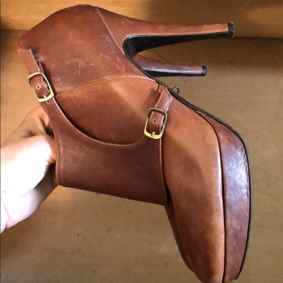 Brown leather j crew heel bootie - Picture 3 of 3